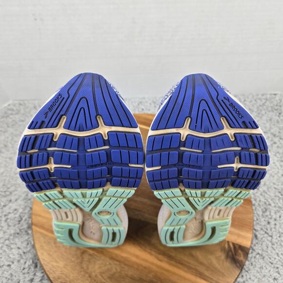 Brooks Womens 7B Ghost 16 White Amparo Blue Limpet Shell Athletic Running Shoe - Picture 9 of 12